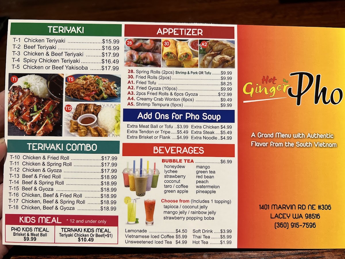 Hot Ginger Pho Menu - Image 1