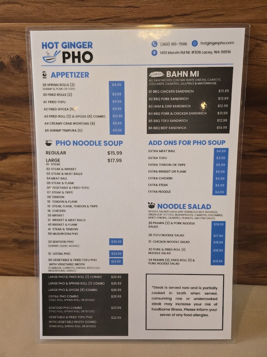Hot Ginger Pho Menu - Image 3