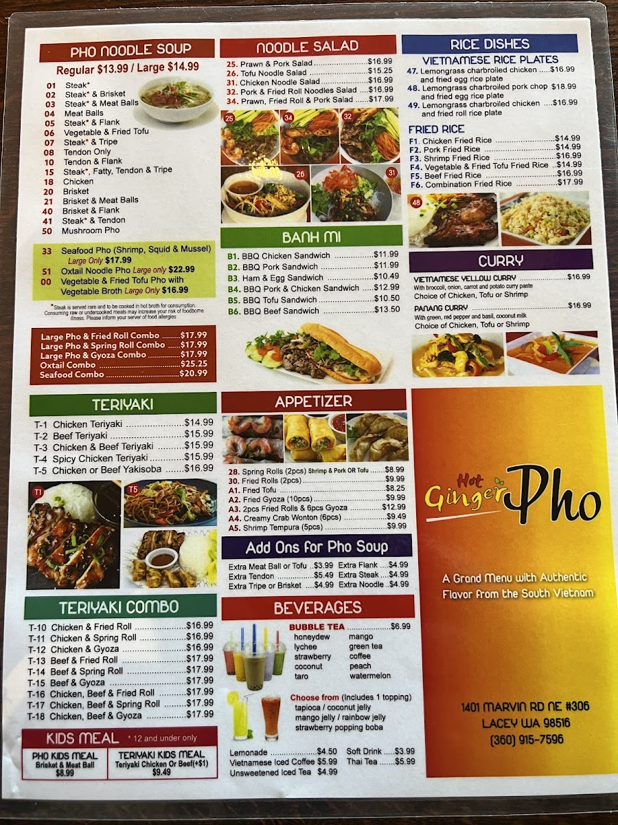 Hot Ginger Pho Menu - Image 4