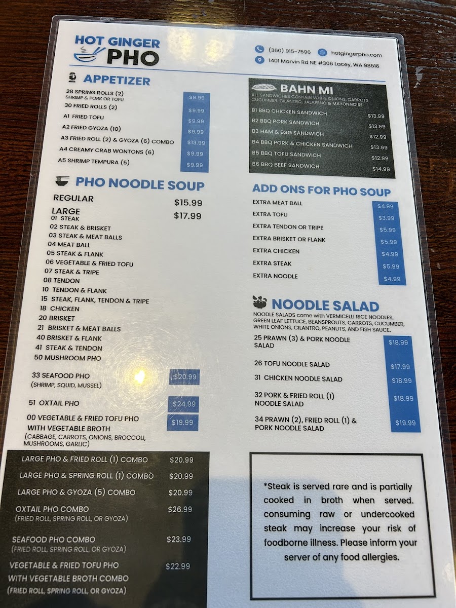Hot Ginger Pho Menu - Image 6